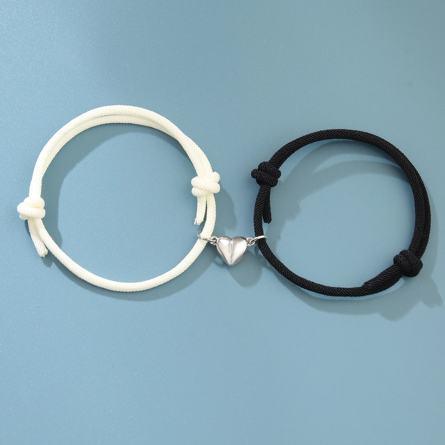 Pulseras de pareja de cuerda de aleación con forma de corazón de moda