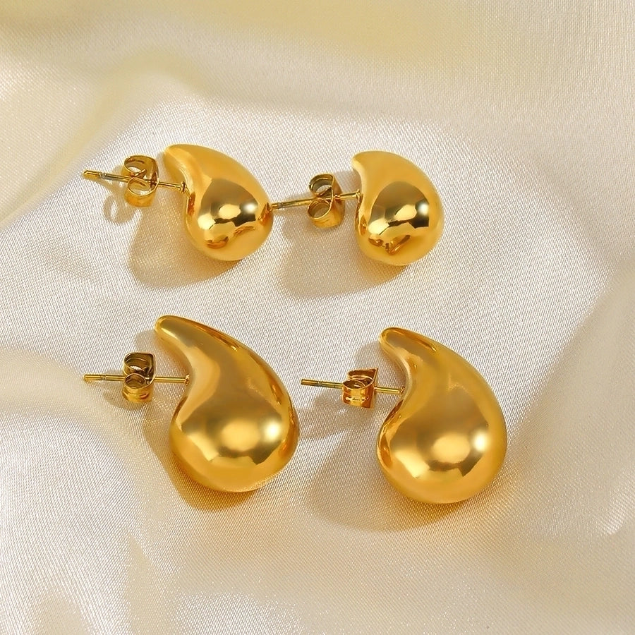 Pendientes chapados en oro de 18 K de acero inoxidable 304 con revestimiento geométrico de estilo simple