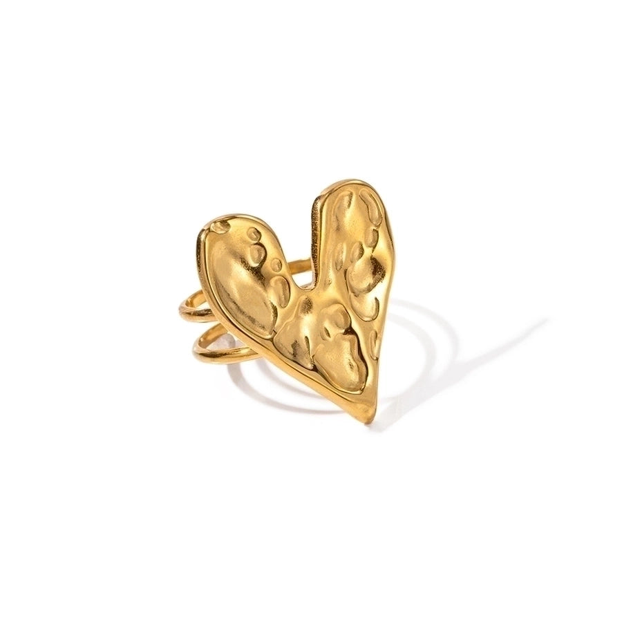 Anillos abiertos chapados en acero inoxidable 304 con forma de corazón estilo IG de joyería