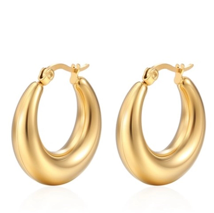 Pendientes chapados en oro de 18K de acero inoxidable 304 con revestimiento de color sólido a la moda