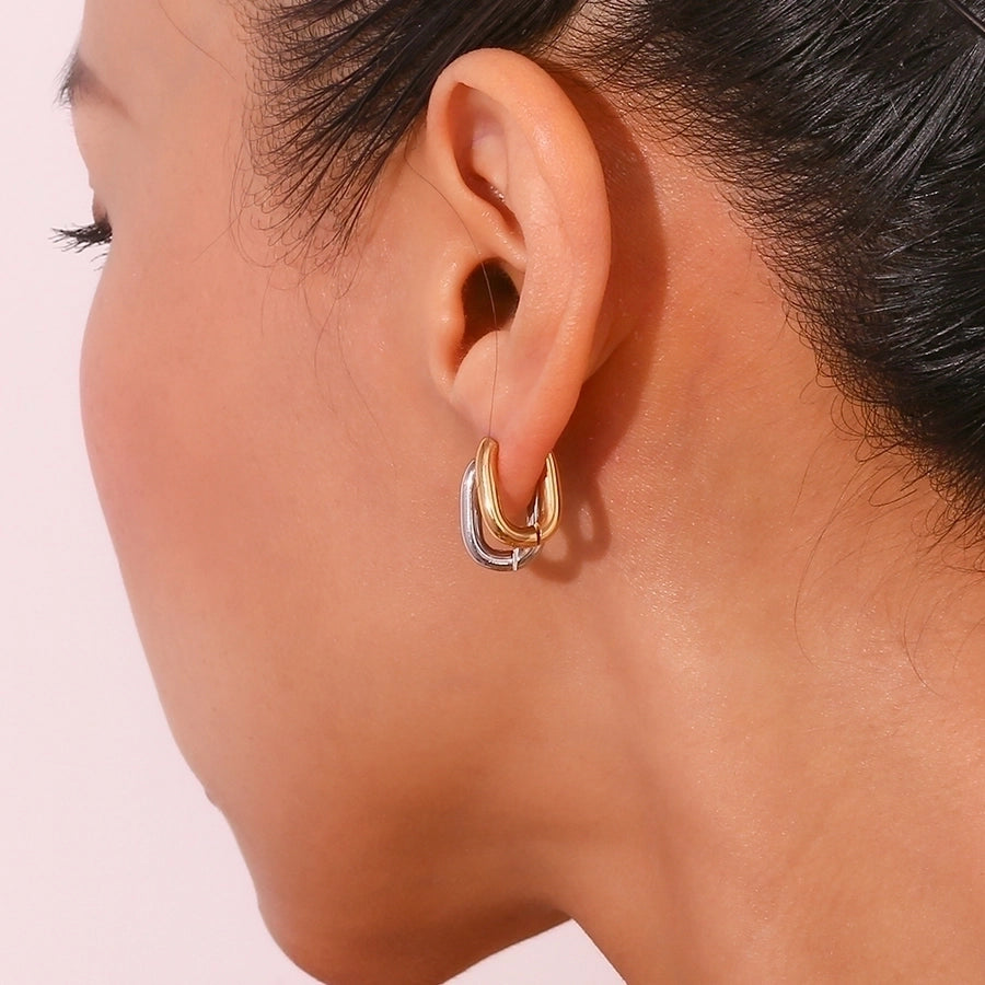Pendientes chapados en oro de 18K de acero inoxidable 304 con revestimiento de color sólido de estilo simple