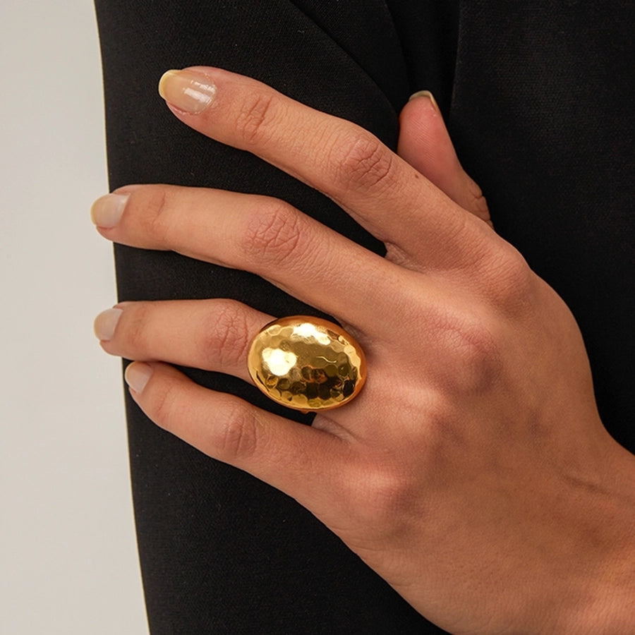 Anillos abiertos martillados estilo IG chapados en oro de 18K de acero inoxidable 304