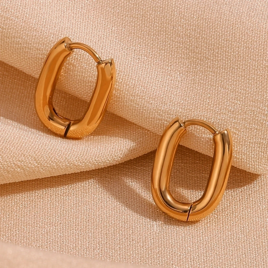 Pendientes chapados en oro de 18K de acero inoxidable 304 con revestimiento de color sólido de estilo simple