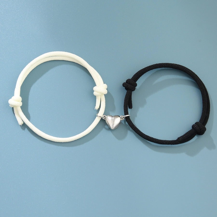 Pulseras de pareja de cuerda de aleación con forma de corazón de moda