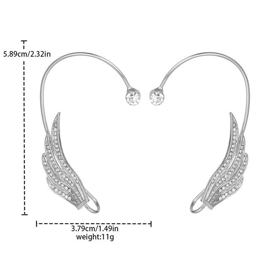 Clips para las orejas con incrustaciones de diamantes artificiales de aleación de mariposa estilo Hada de joyería