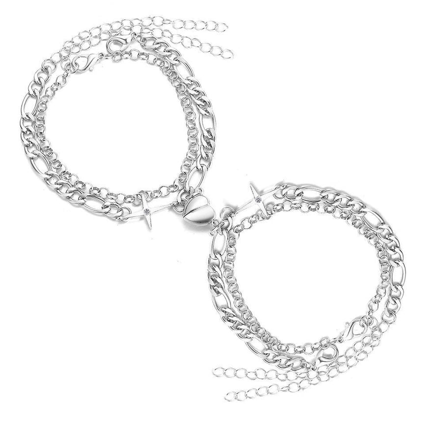 Pulseras de pareja de aleación con forma de corazón y estrella de moda