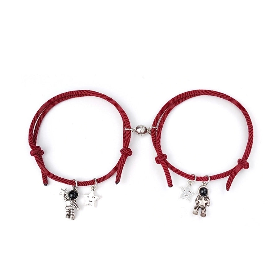 Pulseras de pareja sin incrustaciones con revestimiento de aleación de estrella de estilo simple