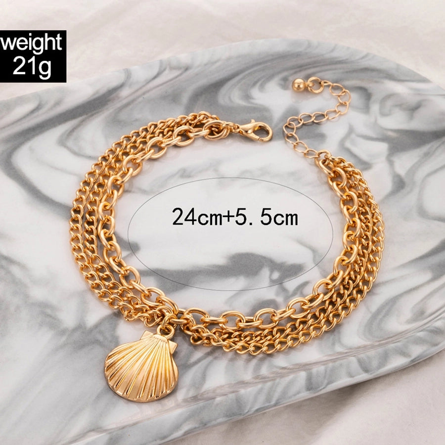 Tobillera en capas joyería gótica sexy playa estrella de mar forma de corazón serpiente aleación