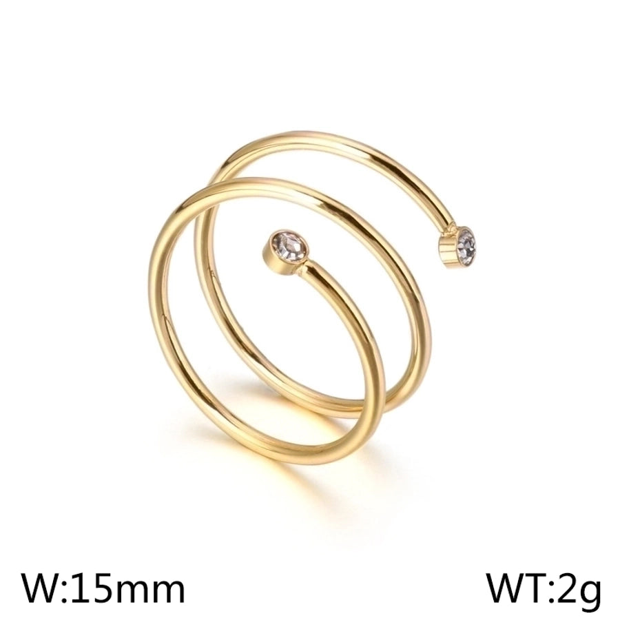 Acero Inoxidable Chapados en oro de 18k Circón Anillos Abiertos