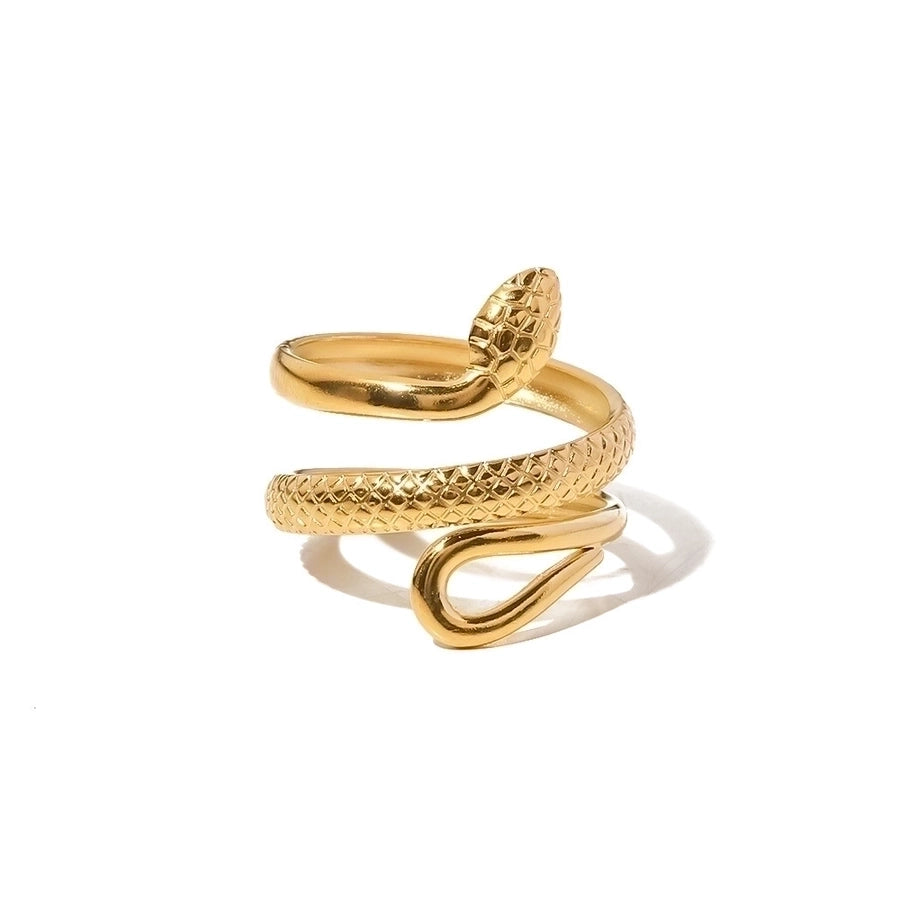 Anillo abierto chapado en oro de 18K de acero inoxidable 304 con forma de serpiente