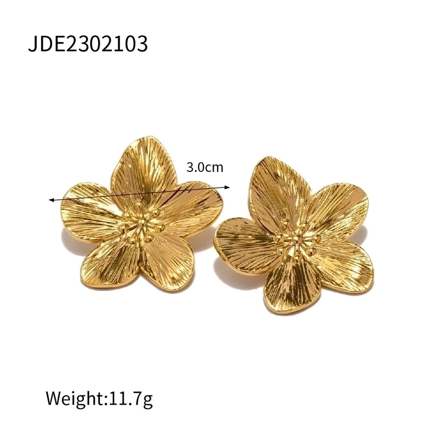 Anillos con incrustaciones Pendientes Joyería Estilo INS Flor Mariposa Acero inoxidable 304 Turquesa Chapado en oro de 18K
