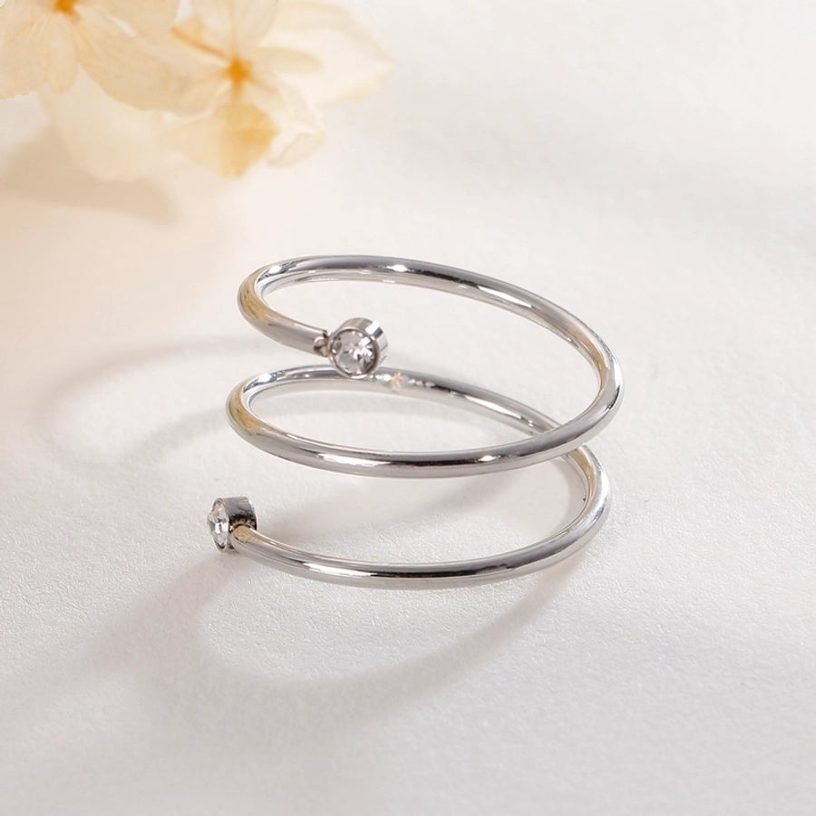 Acero Inoxidable Chapados en oro de 18k Circón Anillos Abiertos