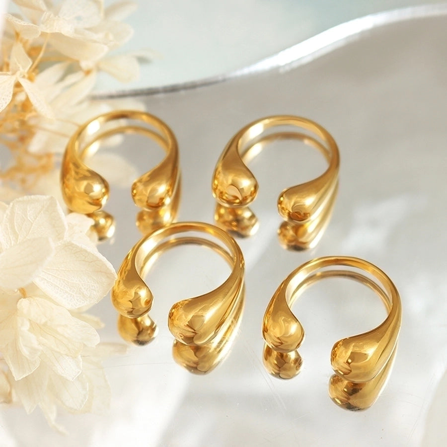 Anillo abiertoJoyería Estilo simple Geométrico irregular Acero inoxidable 304 Chapado en oro de 18K