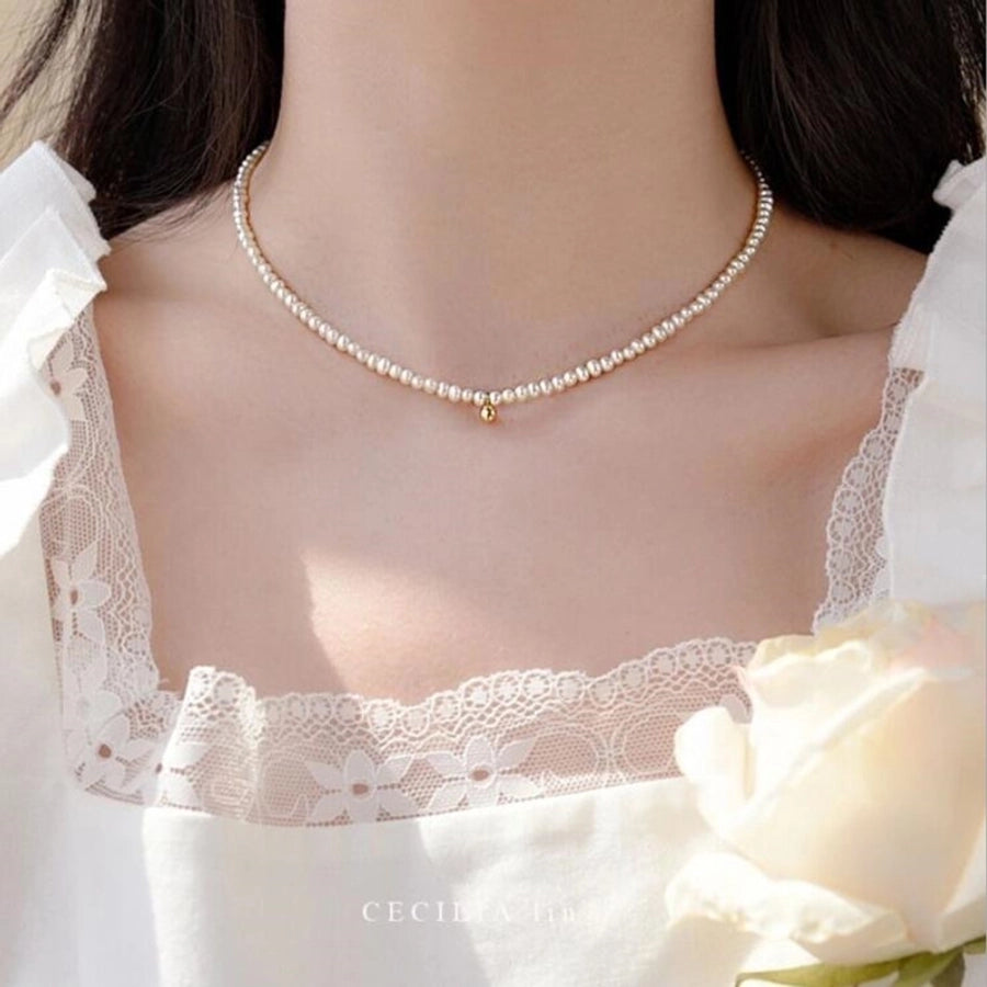 Collar de mujer de aleación de perlas artificiales con forma de corazón de gotas de agua de estilo vintage