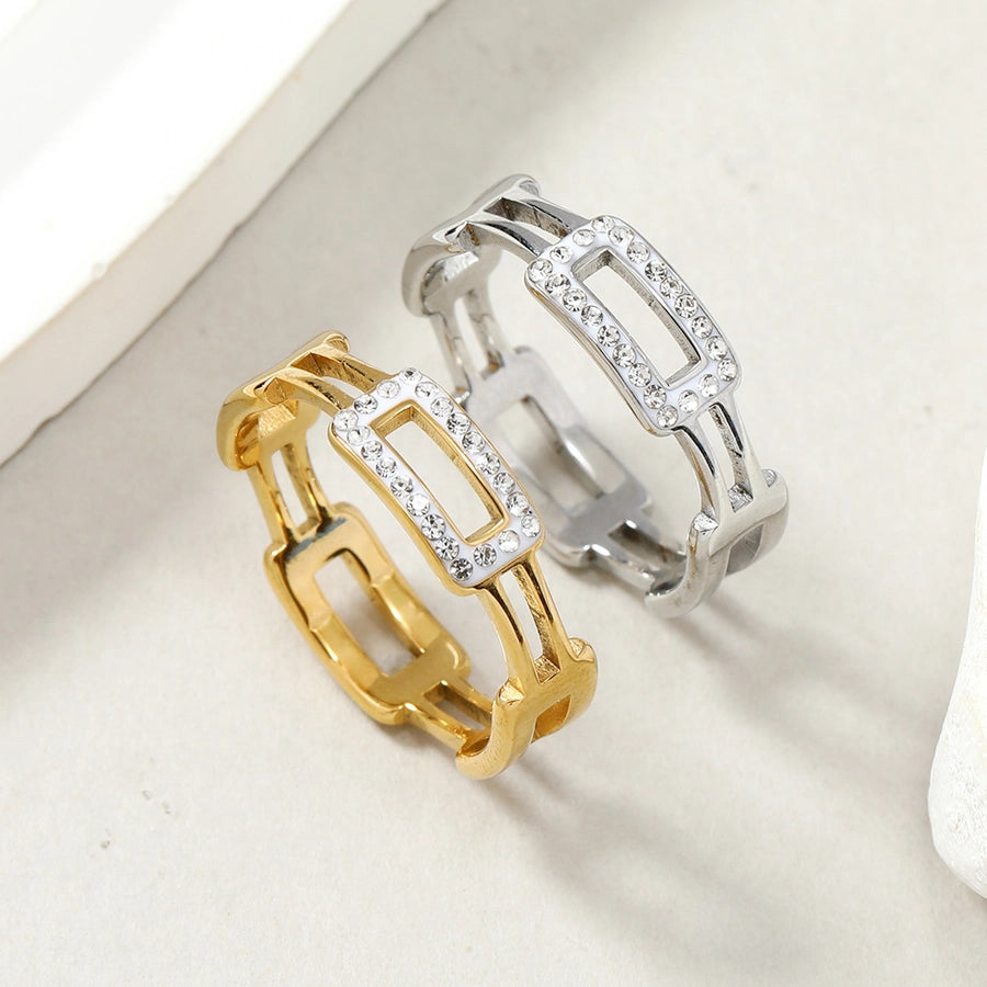 Anillos Incrustación Circón Hueco Acero Inoxidable 201