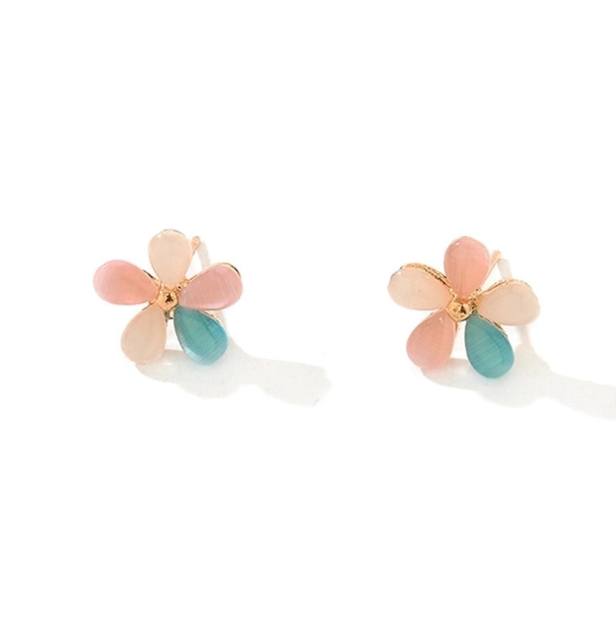 Pendientes de flores de ópalo lindos de estilo coreano, joyería
