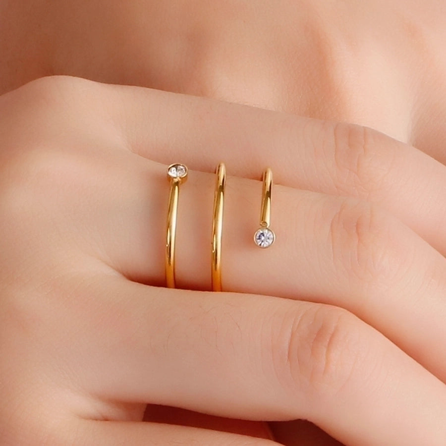 Acero Inoxidable Chapados en oro de 18k Circón Anillos Abiertos