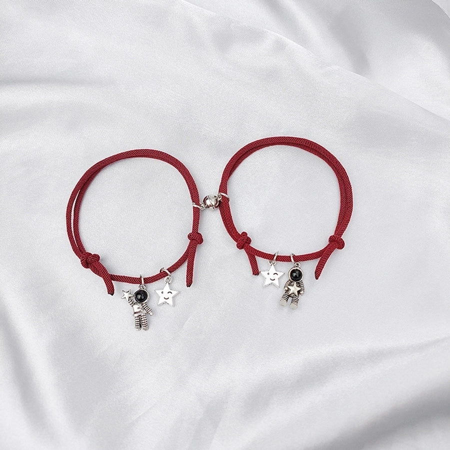 Pulseras de pareja sin incrustaciones con revestimiento de aleación de estrella de estilo simple