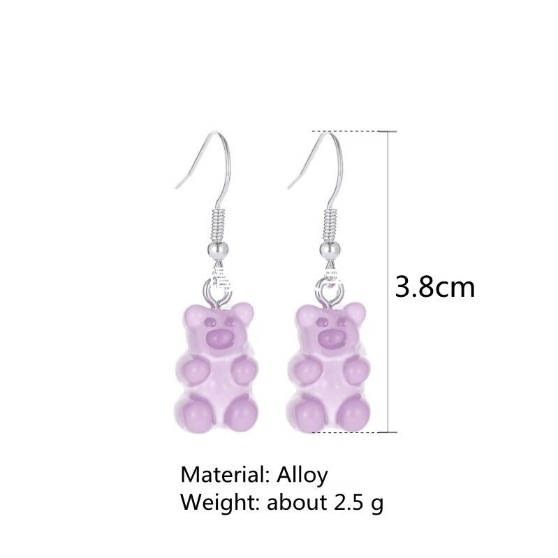 aretes de aleación de oso estilo dibujos animados