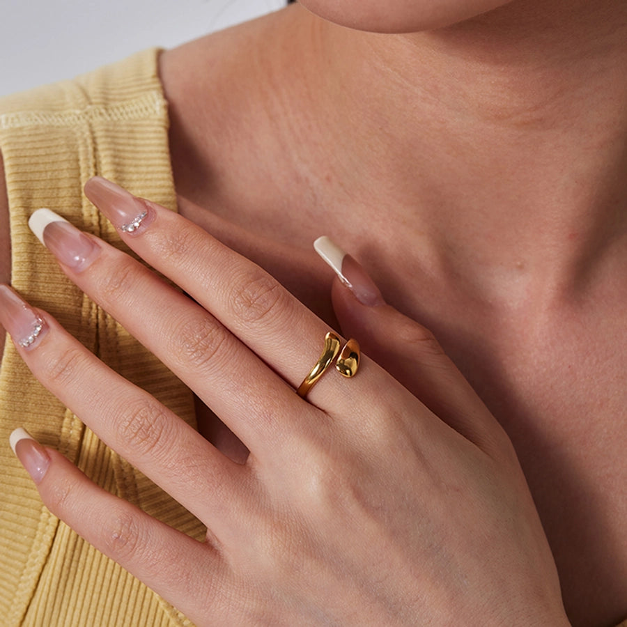 Anillos abiertos de serpiente de estilo simple retro chapado en oro de 18K de acero inoxidable 304