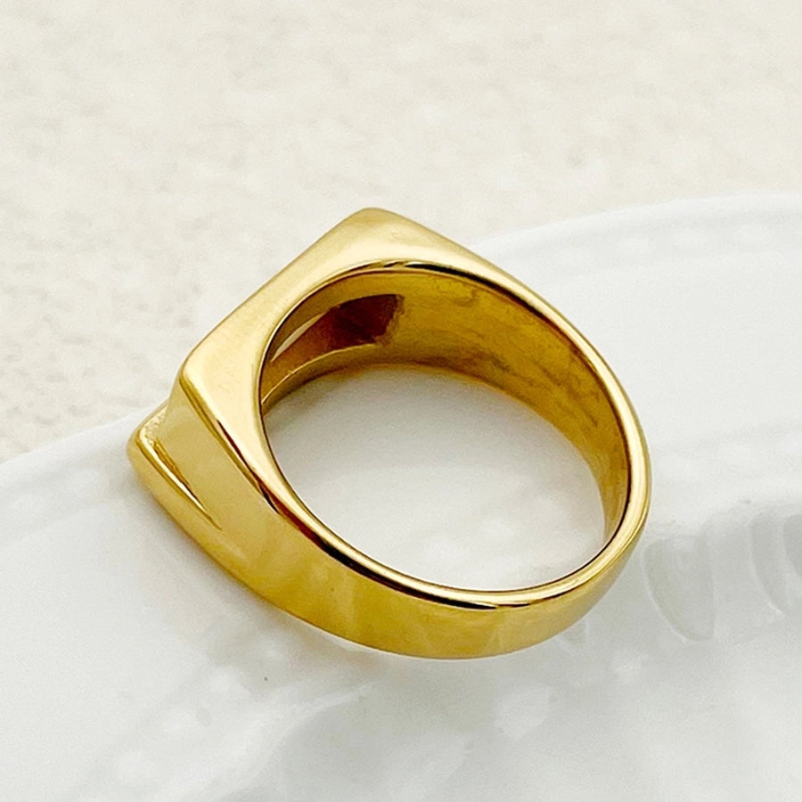 Anillos de concha rectangulares chapados en estilo Simple, elegantes, informales, chapados en oro de acero inoxidable 304