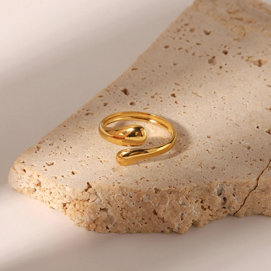 Anillos abiertos de serpiente de estilo simple retro chapado en oro de 18K de acero inoxidable 304