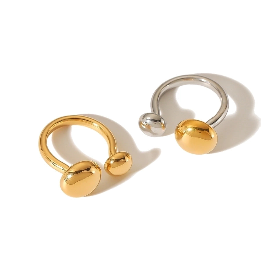 Anillos abiertos de círculo chapado en pulido de estilo simple chapado en oro de 18K de acero inoxidable 304