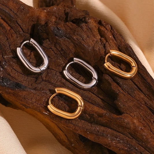 Pendientes chapados en oro de 18K de acero inoxidable 304 con revestimiento de color sólido de estilo simple