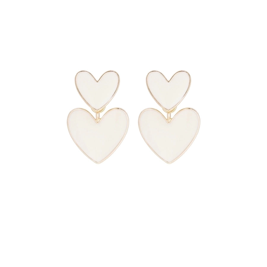 Pendientes colgantes de mujer esmaltados de aleación con forma de corazón lindo