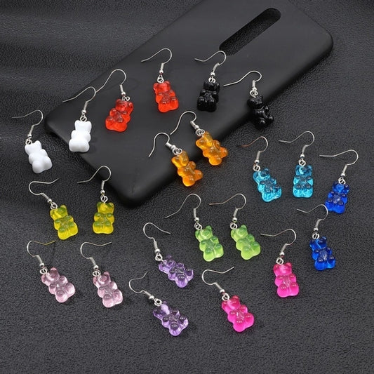aretes de aleación de oso estilo dibujos animados