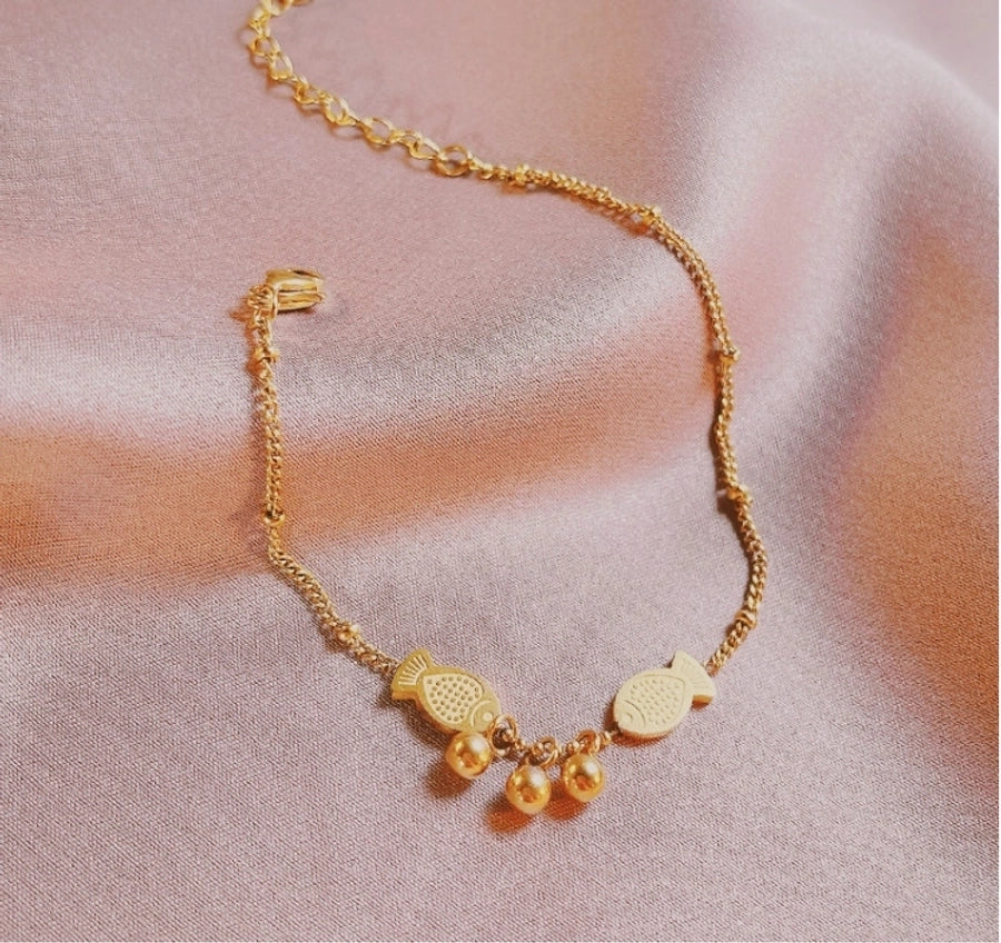 Tobillera Joyería Playa Calabaza Pez Acero Inoxidable 304 Titanio Acero Chapado en Oro 18K