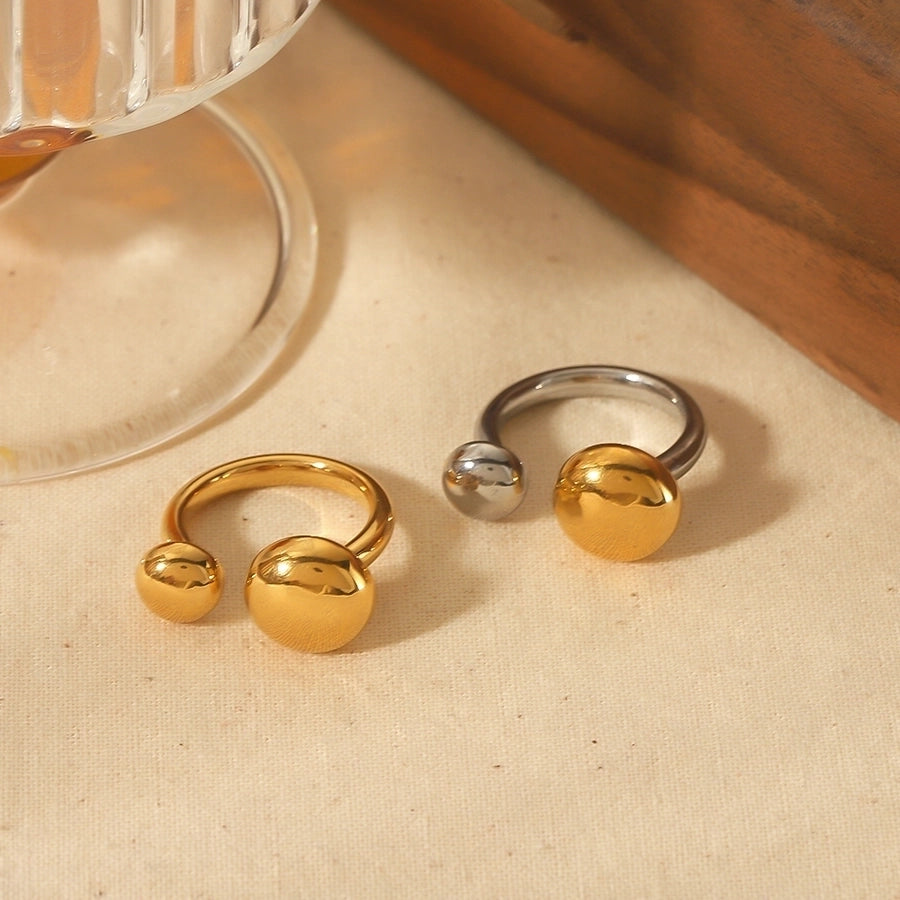 Anillos abiertos de círculo chapado en pulido de estilo simple chapado en oro de 18K de acero inoxidable 304