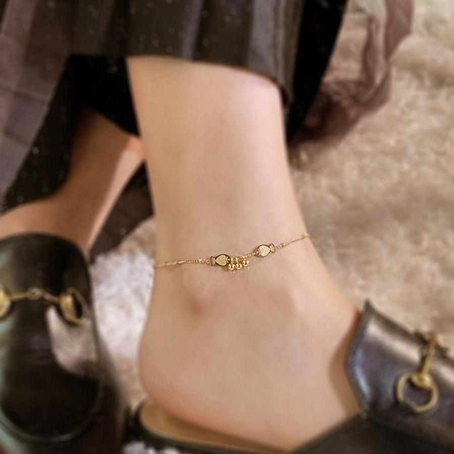 Tobillera Joyería Playa Calabaza Pez Acero Inoxidable 304 Titanio Acero Chapado en Oro 18K