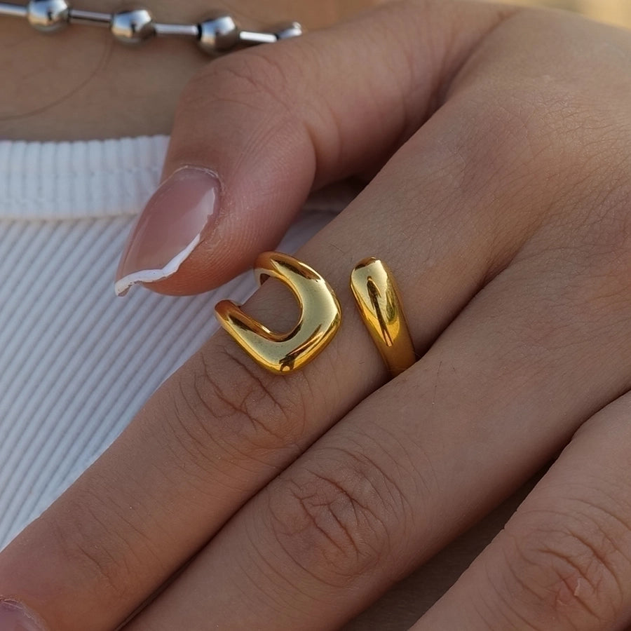 Anillos de color sólido irregulares de estilo Simple estilo IG de joyería abierta chapados en acero inoxidable 304