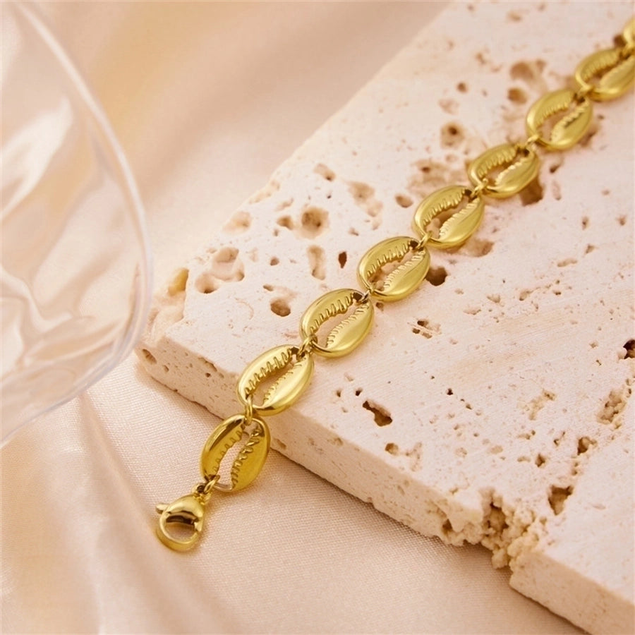 Acero Inoxidable Chapados en oro de 18k Estilo Simple Cascarón Pulsera