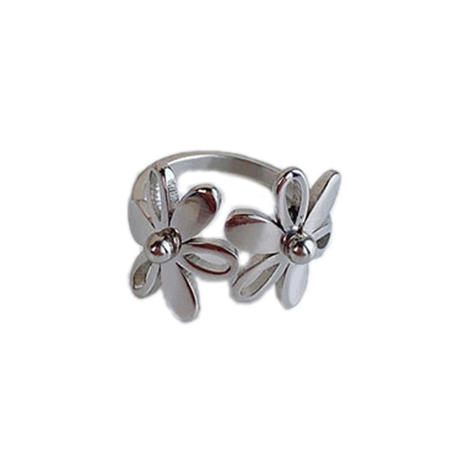 Anillos de acero de titanio con flor pulida linda chapada en oro de 18K