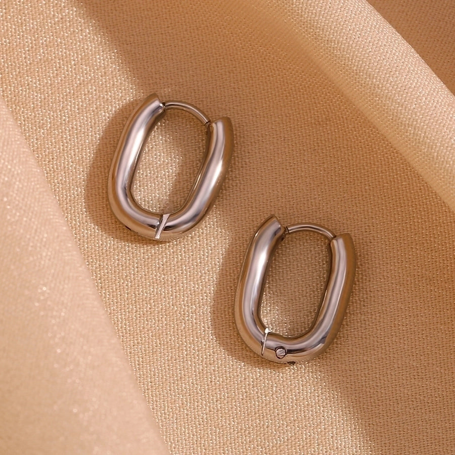 Pendientes chapados en oro de 18K de acero inoxidable 304 con revestimiento de color sólido de estilo simple