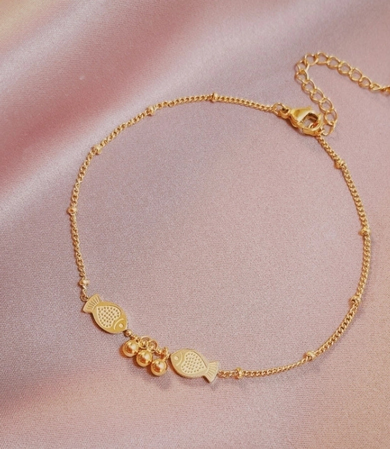 Tobillera Joyería Playa Calabaza Pez Acero Inoxidable 304 Titanio Acero Chapado en Oro 18K