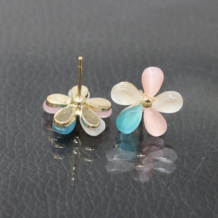 Pendientes de flores de ópalo lindos de estilo coreano, joyería
