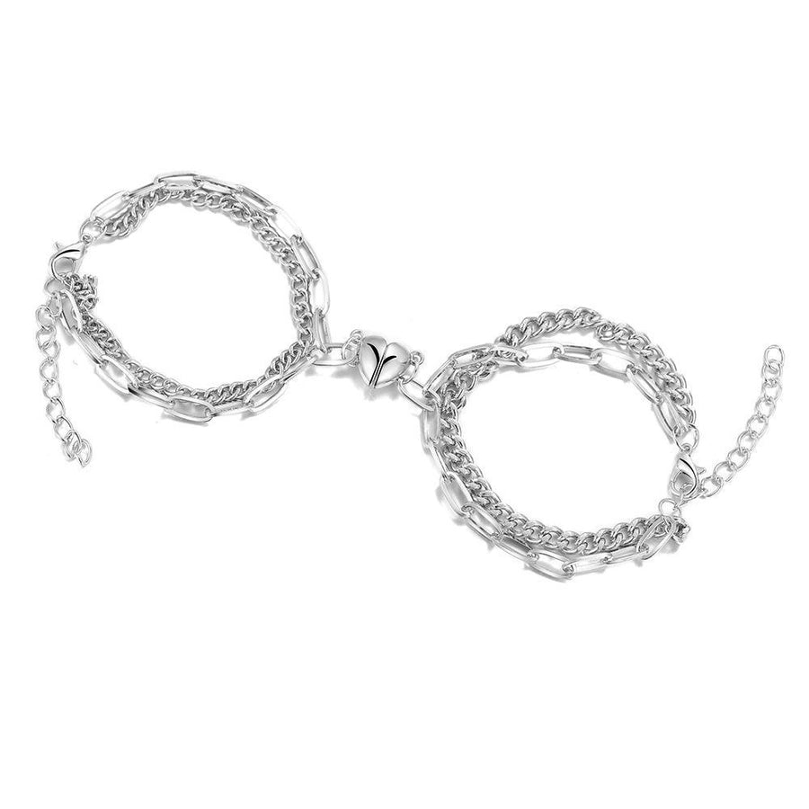 Pulseras de pareja de aleación con forma de corazón y estrella de moda
