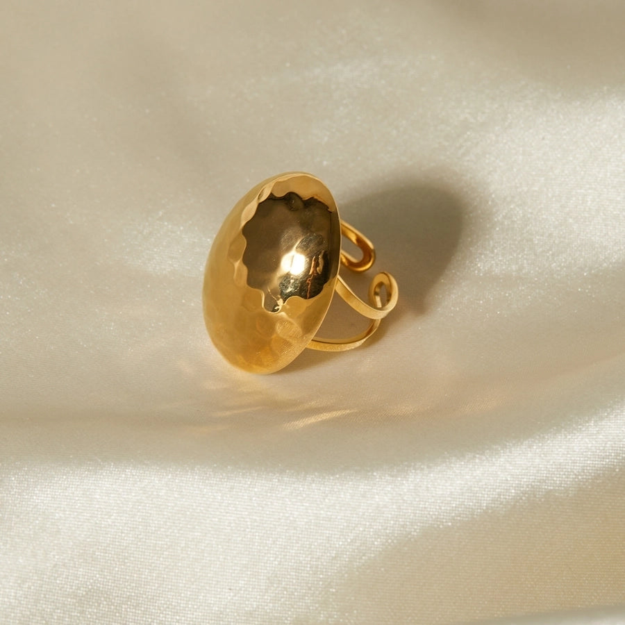 Anillos abiertos martillados estilo IG chapados en oro de 18K de acero inoxidable 304