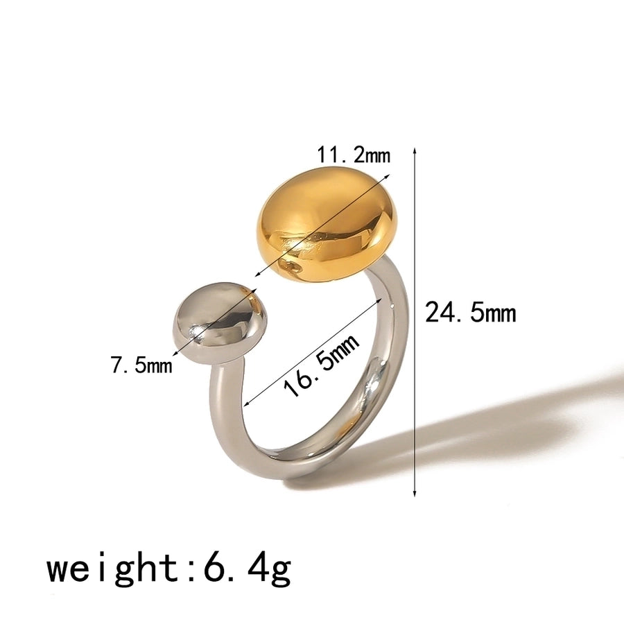 Anillos abiertos de círculo chapado en pulido de estilo simple chapado en oro de 18K de acero inoxidable 304