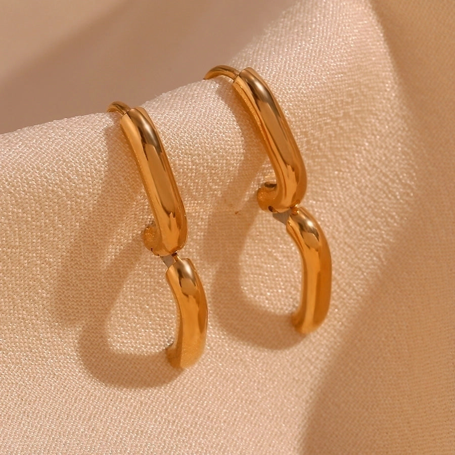 Pendientes chapados en oro de 18K de acero inoxidable 304 con revestimiento de color sólido de estilo simple