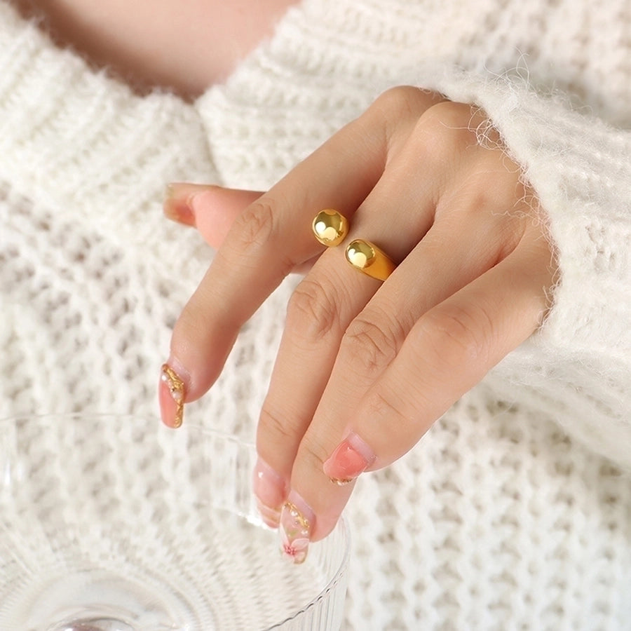 Anillo abiertoJoyería Estilo simple Geométrico irregular Acero inoxidable 304 Chapado en oro de 18K