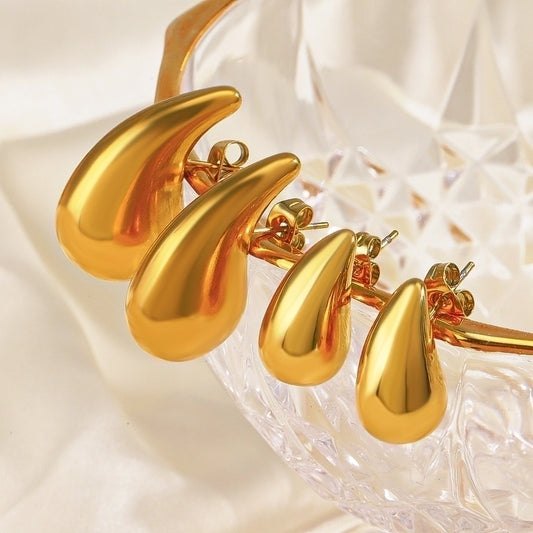 Pendientes chapados en oro de 18 K de acero inoxidable 304 con revestimiento geométrico de estilo simple