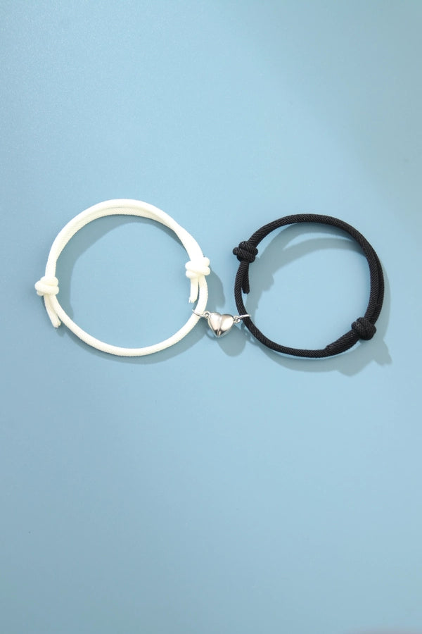 Pulseras de pareja de cuerda de aleación con forma de corazón de moda