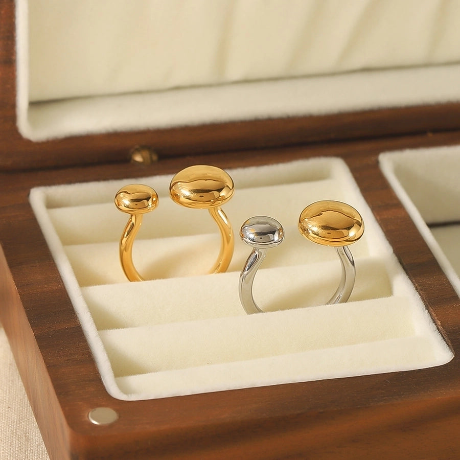 Anillos abiertos de círculo chapado en pulido de estilo simple chapado en oro de 18K de acero inoxidable 304