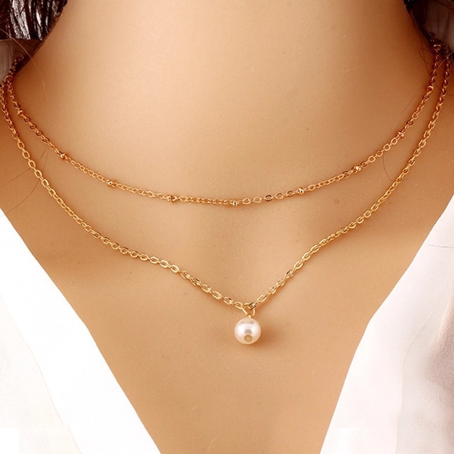 Collar de mujer de aleación de perlas artificiales con forma de corazón de gotas de agua de estilo vintage